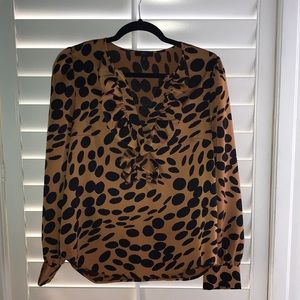 J Crew Cheetah Blouse with ruffle